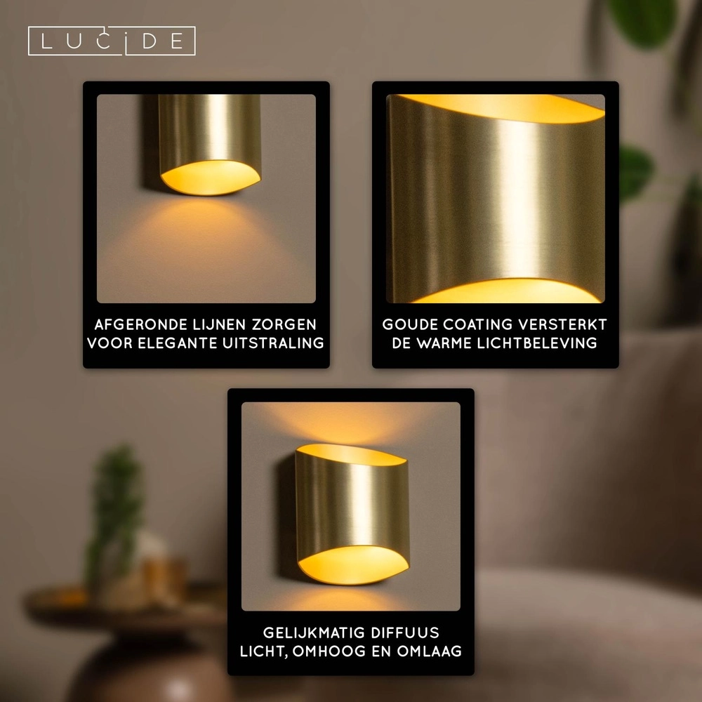 Design wall lamp Diletta Gold Lucide 5411212093547