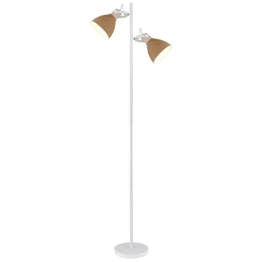 Floor lamp Lyndon White with rattan