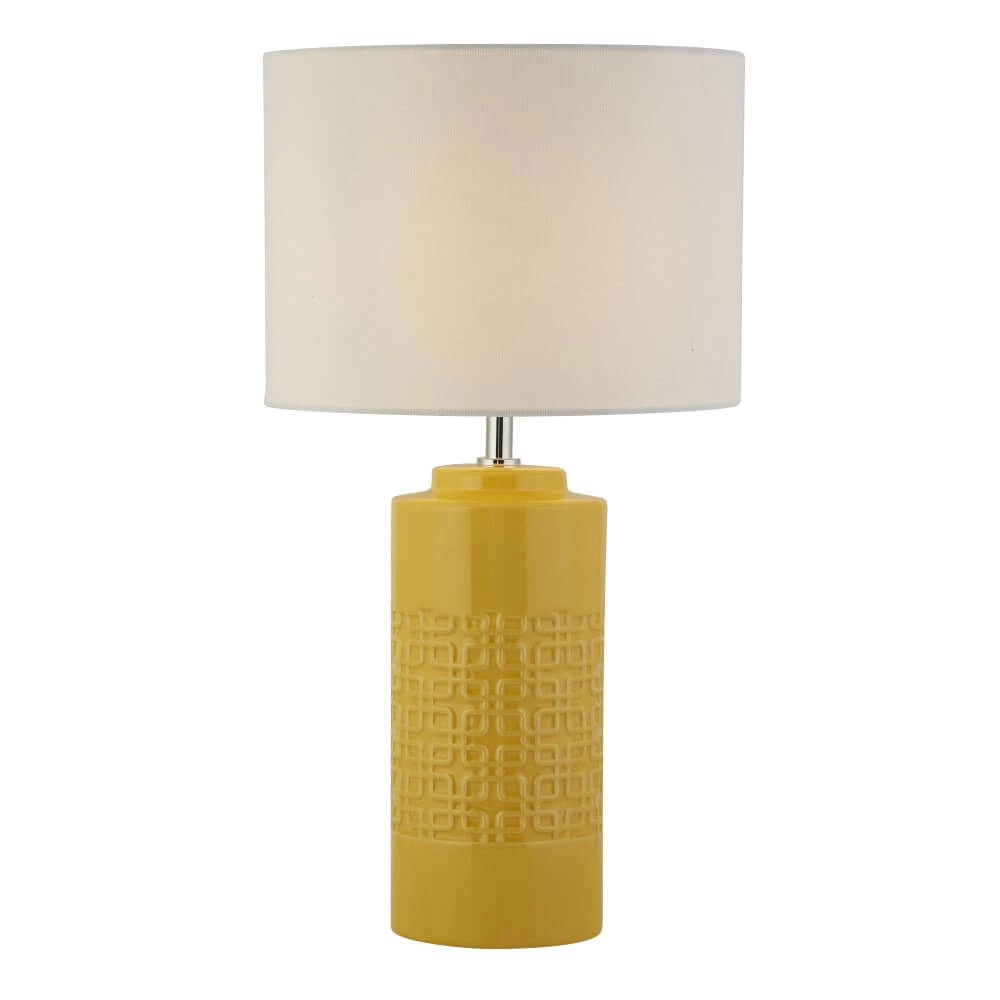 Table lamp Tablu ochre yellow with white shade