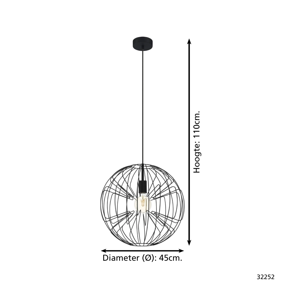 Pendant lamp Okinzuri 1 black Eglo 9002759322526