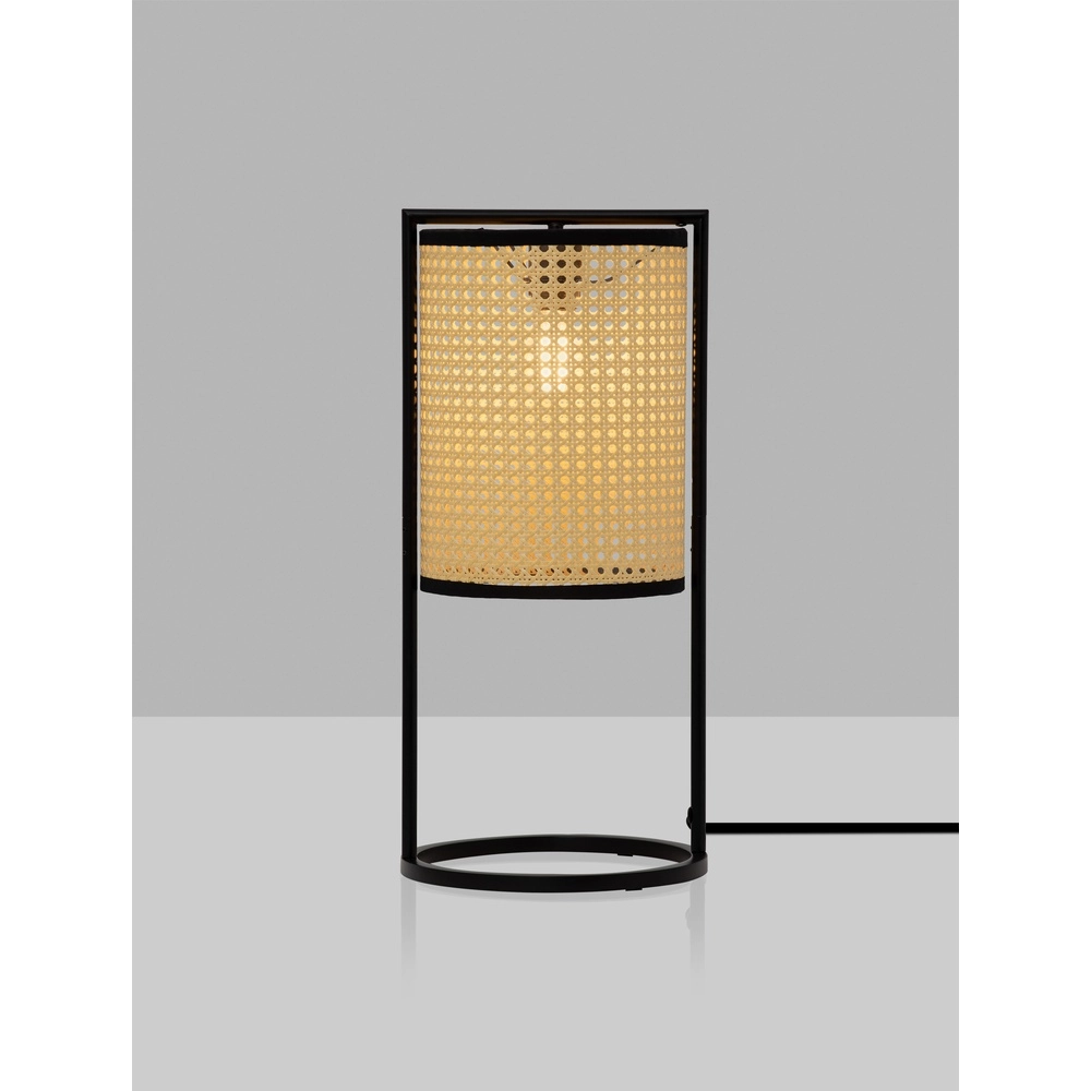 Table lamp Erto black and rattan