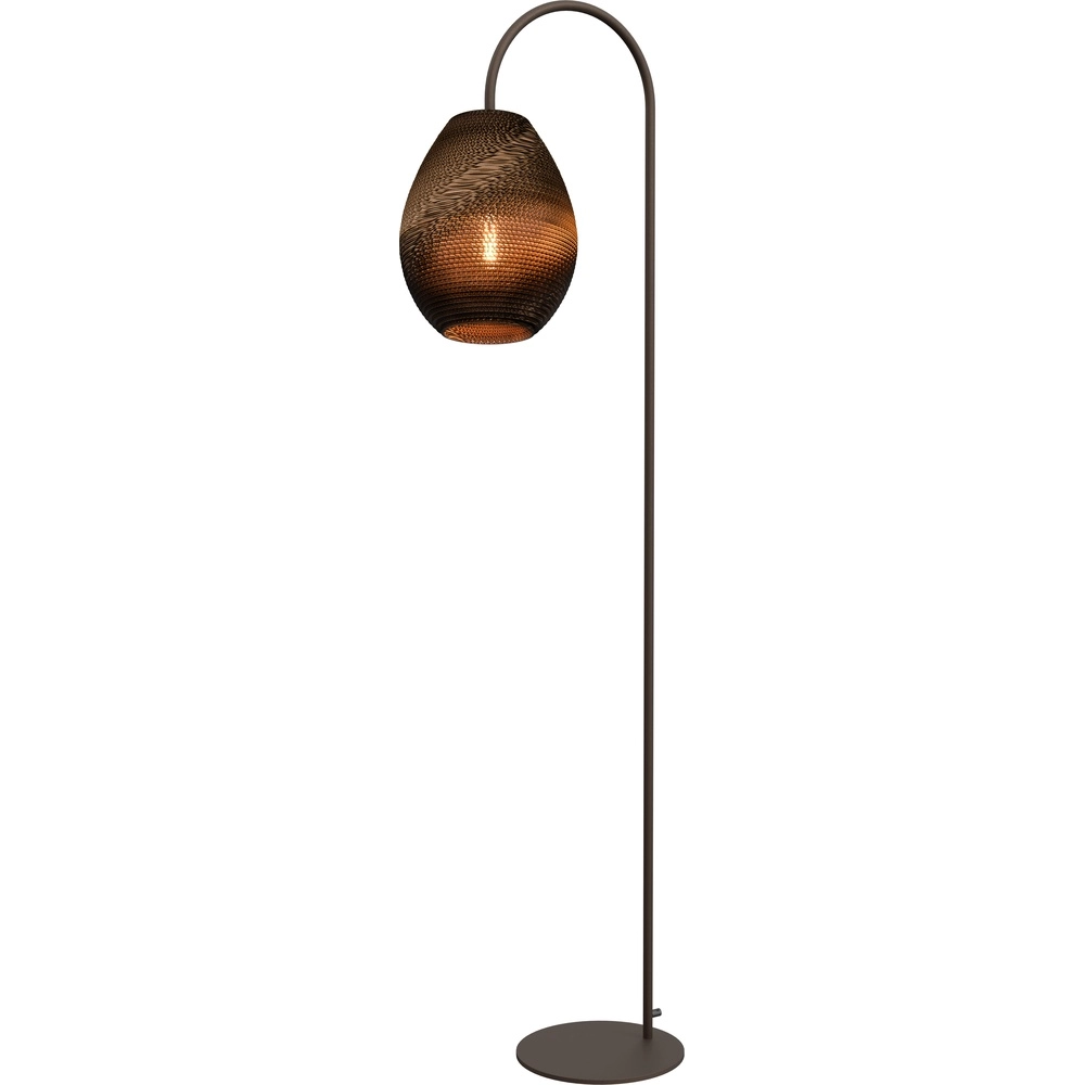 Floor lamp Carta Pineapple Think-paper shade cocoa Ø 29cm