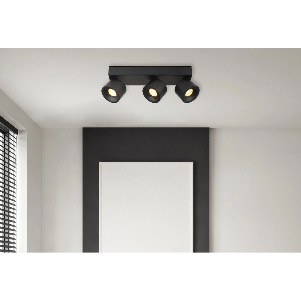 Sleek ceiling lamp Rae 3-light black Globo 9007371456642