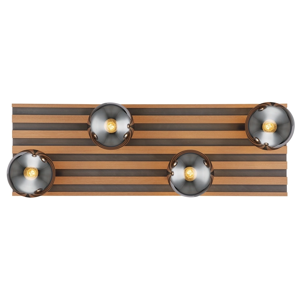 Ceiling lamp Parsons 4-light black with wood Globo 9007371583003