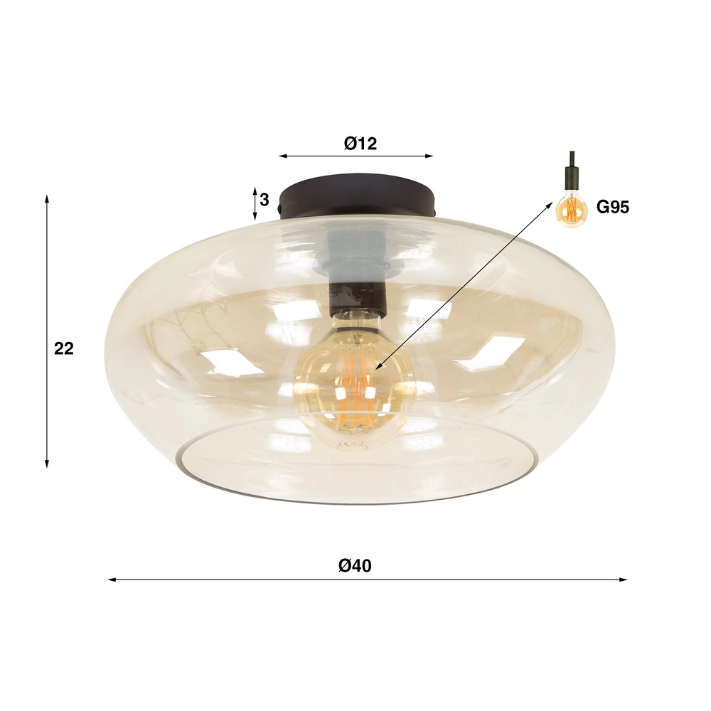 Glass ceiling lamp Elevate Ø 40cm - amber glass Lyora 8716803512061