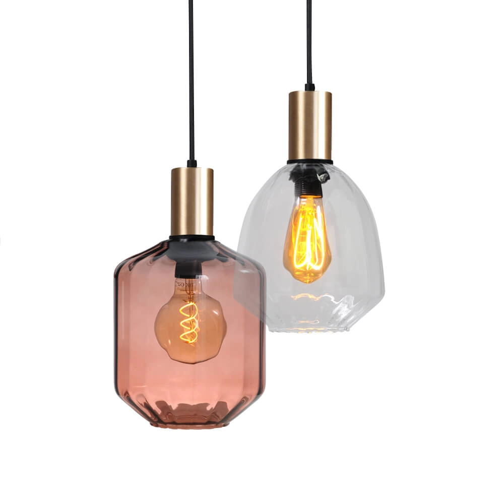 6-light hanging lamp - gold - Porto with different glasses Masterlight 8718121270661