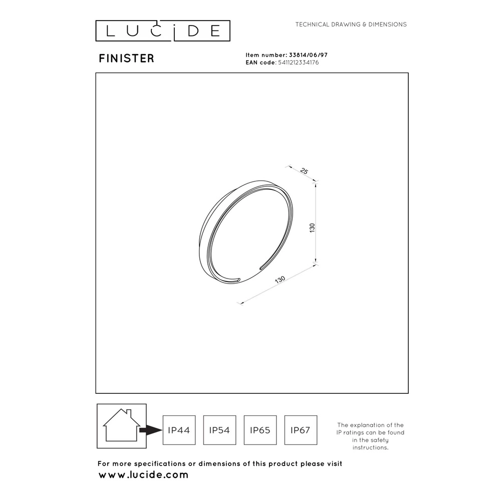 Sleek wall lamp Finister Ø 13cm rust brown Lucide 5411212334176