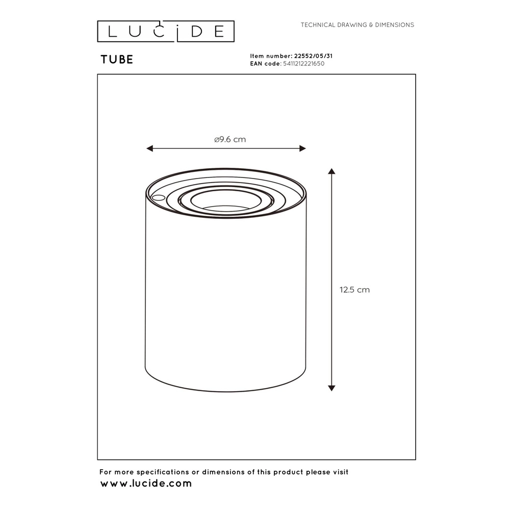 Design table lamp Tube white Lucide 5411212221650
