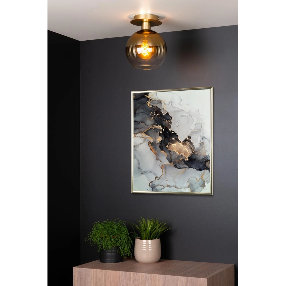 Ceiling lamp Marius Gold with amber glass Lucide 5411212740977