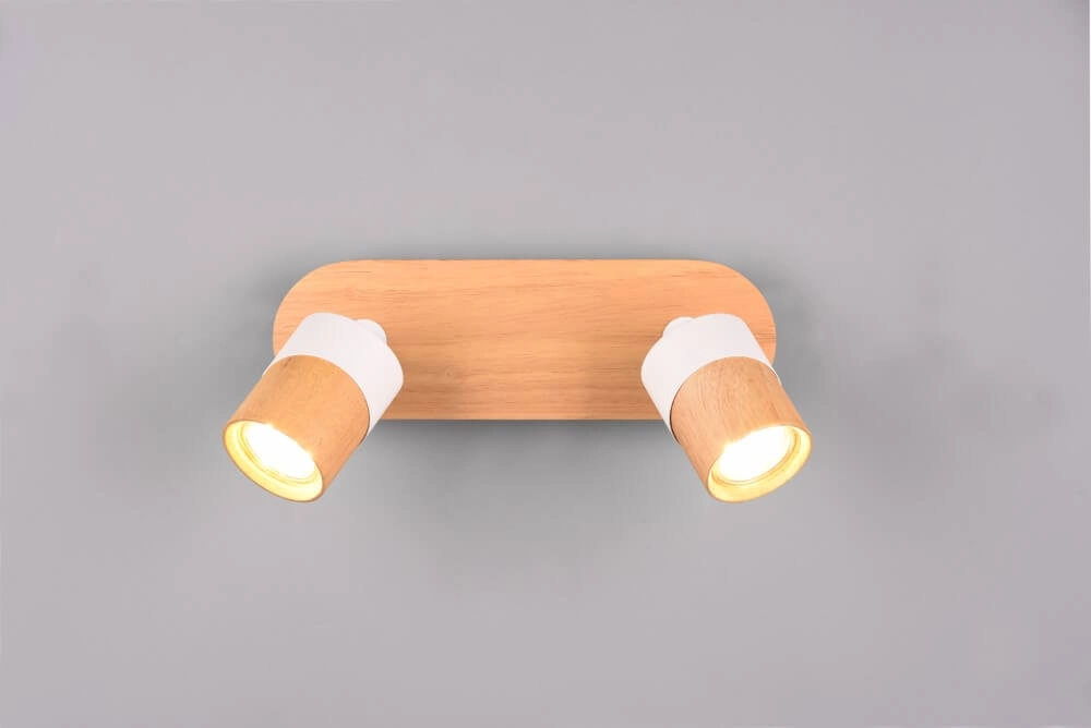Ceiling lamp wood with white Aruni 2-light Trio 4017807562316