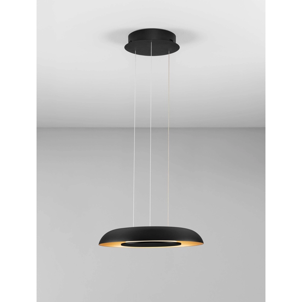 Modern pendant lamp Epos Ø 40cm black with gold Lyora 5212017463265