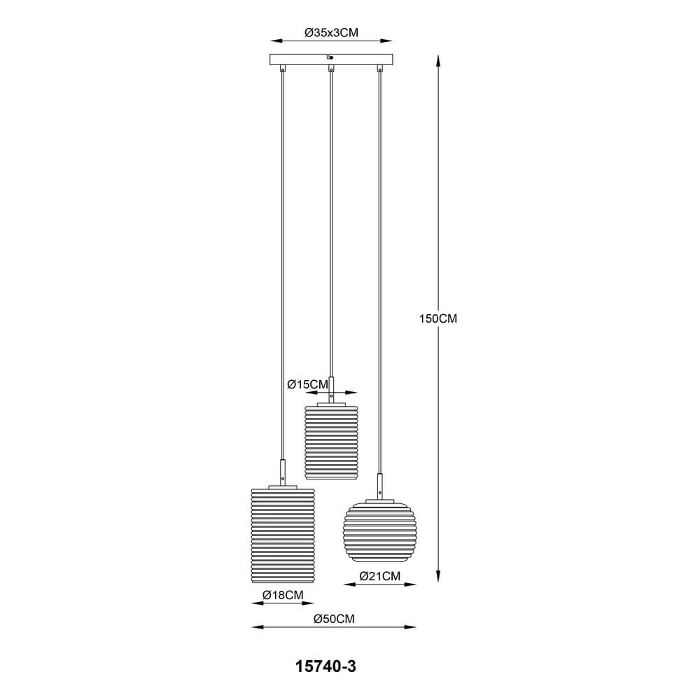 Pendant lamp Lampigna 3-light round Globo 9007371446889