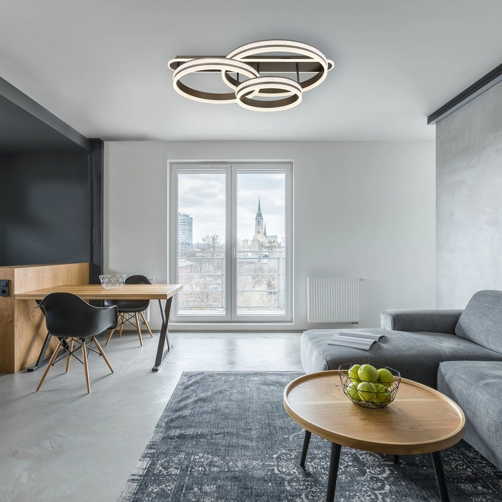 Design ceiling lamp Grouni 3 rings titanium brushed Globo 9007371449002