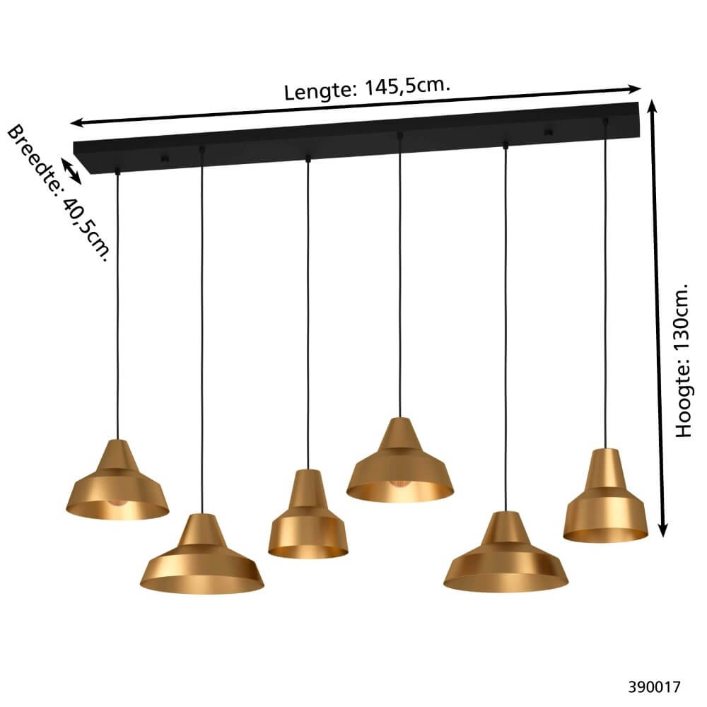 Gold hanging lamp Savarna with 6 shades Stars of Light 9008606220885