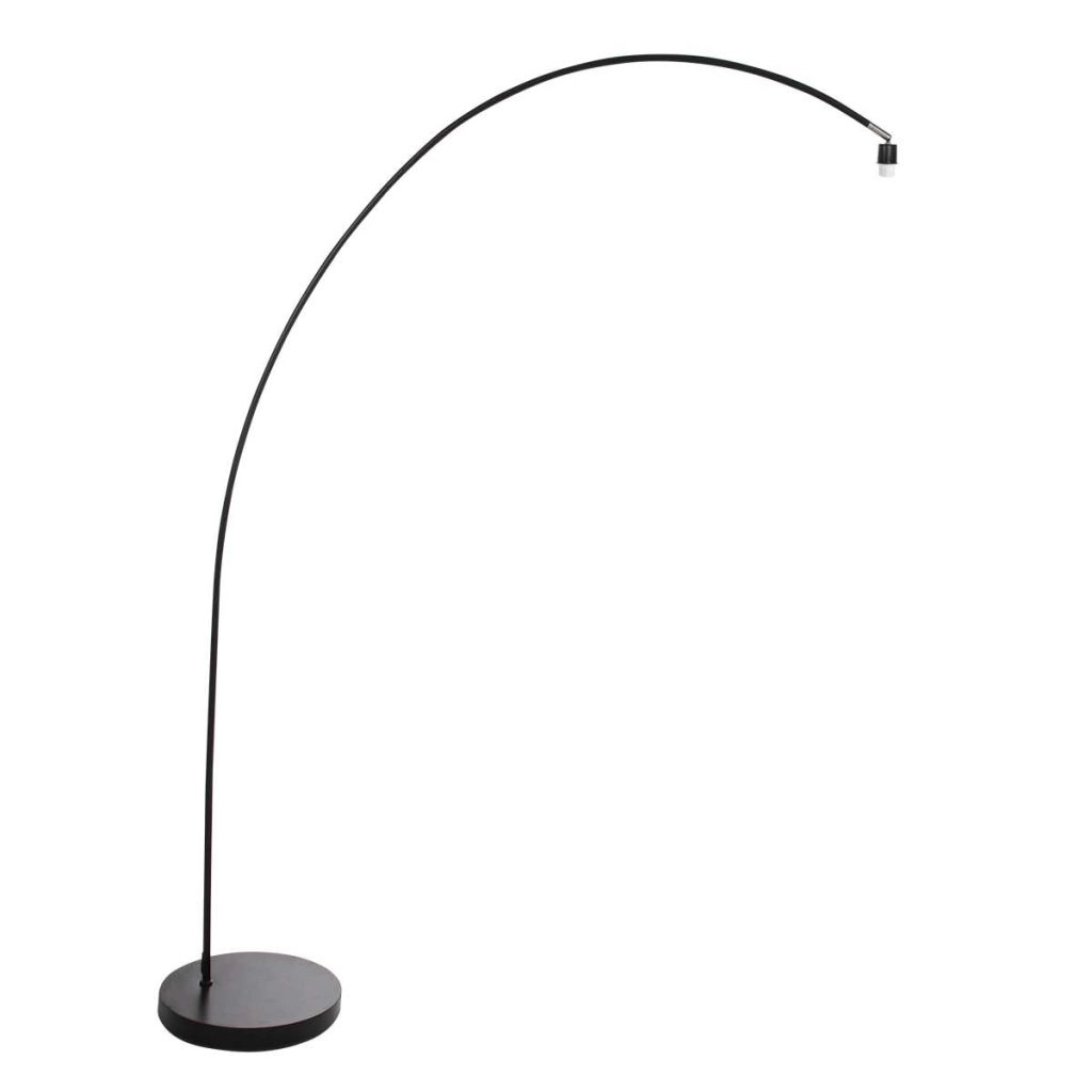 Black arc lamp Solva with bamboo shade Ø50cm Steinhauer 8712746182637