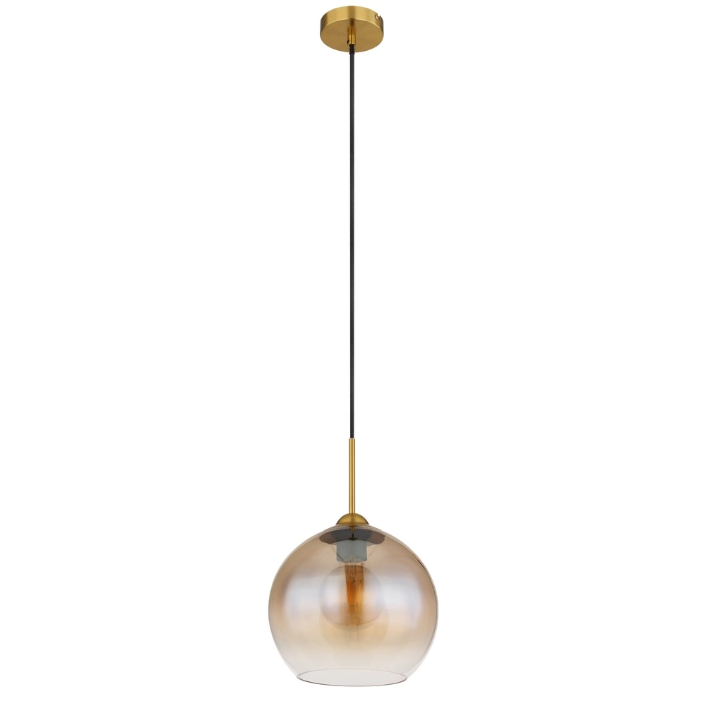 Golden pendant lamp Jamessa only with amber glass Globo 9007371441686