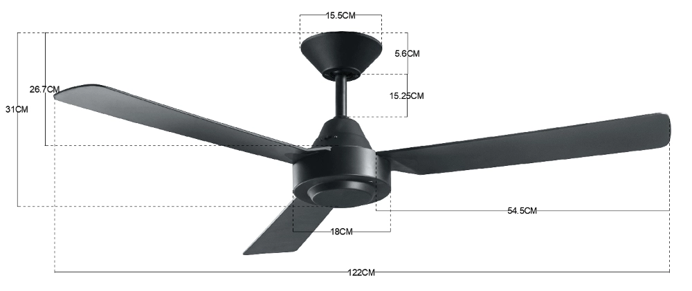 Ceiling fan black Calypso Ø 122cm IP20 Beacon 9333509129769