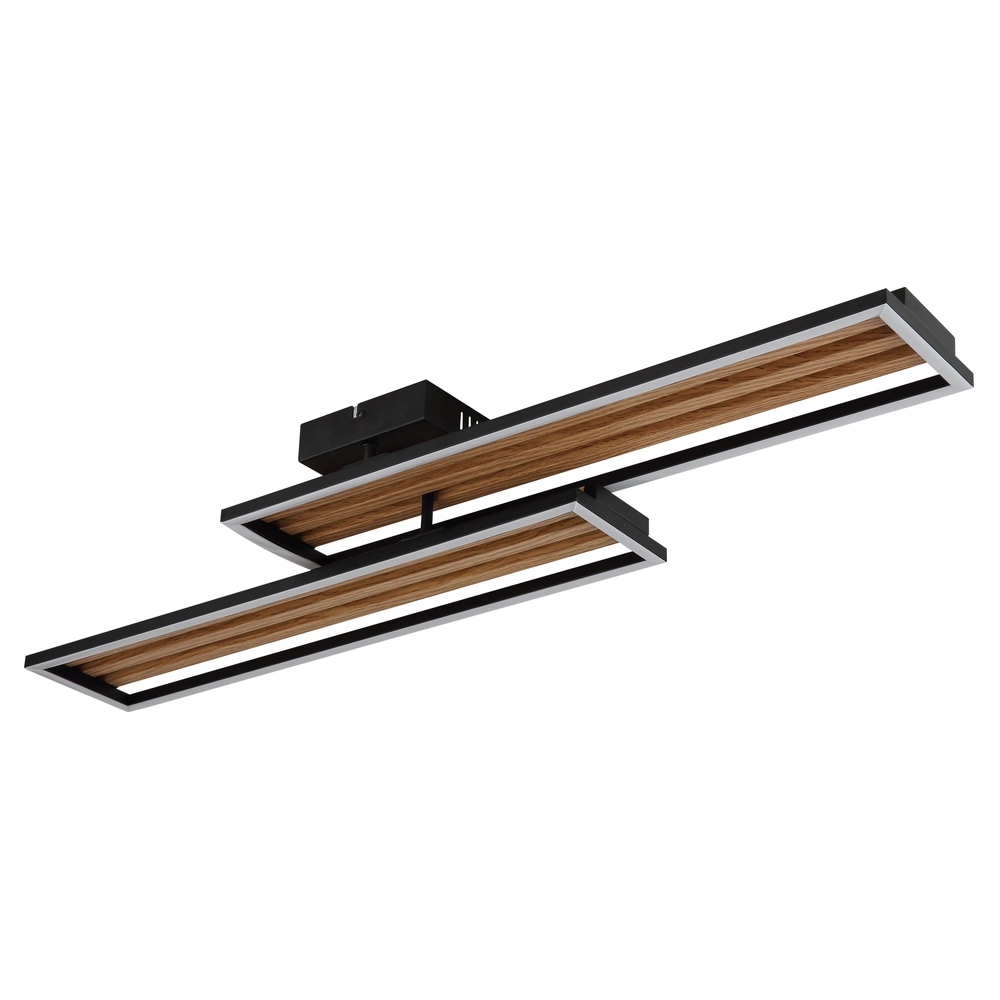 Modern ceiling lamp Dakari I black with wood 90cm Globo 9007371528783