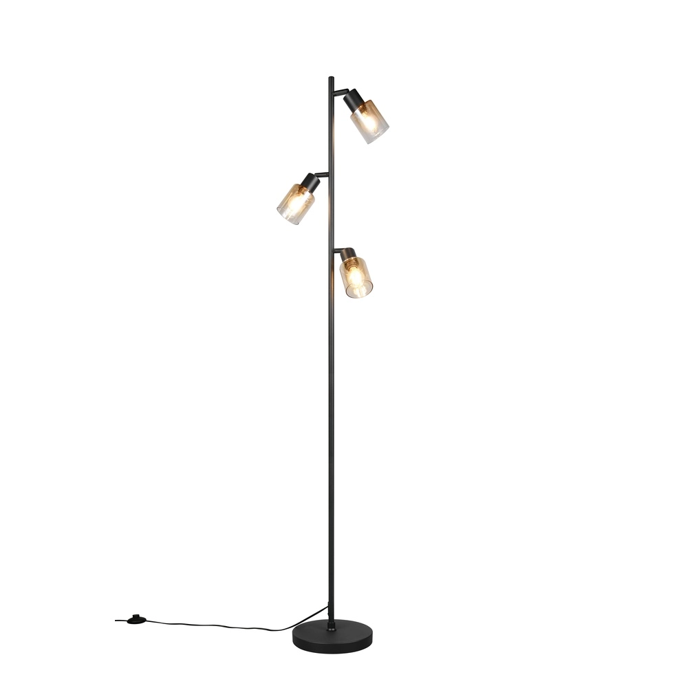 Floor lamp Cadiz 3-light amber glass
