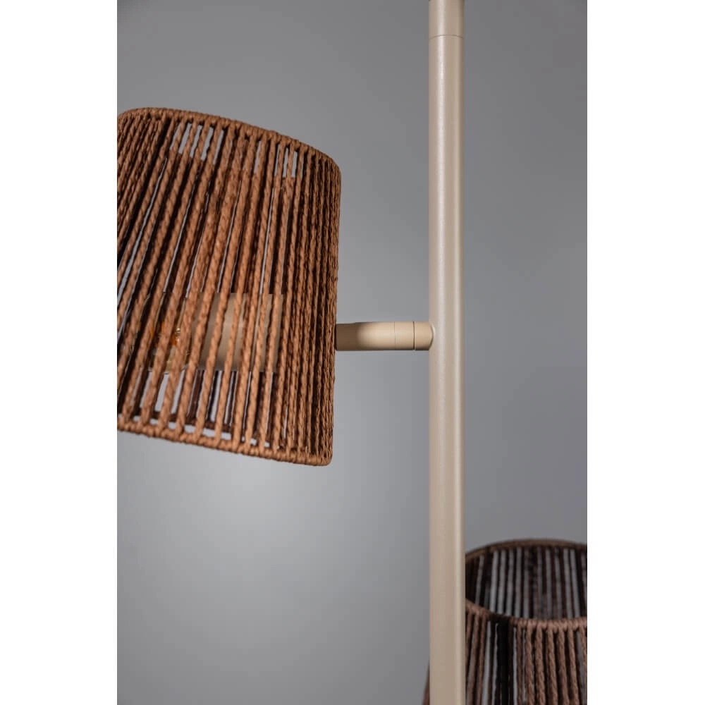 3-light floor lamp Daan sand brown with rattan ETH 8720195309369
