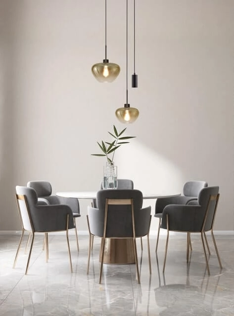 3-light pendant lamp Genua black with 1x gold glass Ø 24cm - 1x Ø 29cm and 1 pendant Masterlight 8718121357423