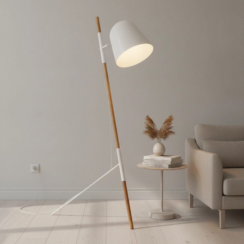 Sleek floor lamp Sensa Tripod white with wood