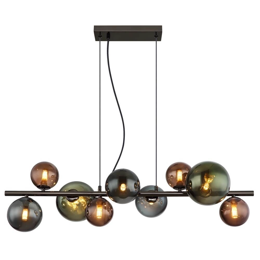Black pendant lamp Riha Coloured glass 9-lights Globo 9007371456116