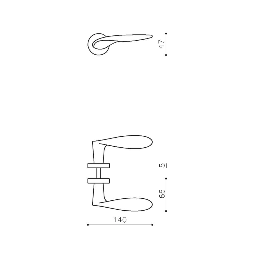 Design door handle Wind brass mat Olivari 8714186478363
