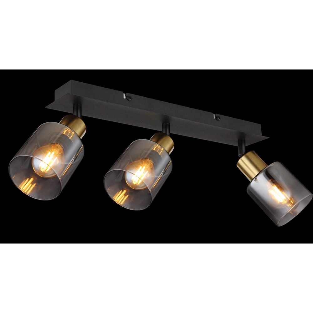 3-light ceiling lamp Hollsy black with smoke glass Globo 9007371448852