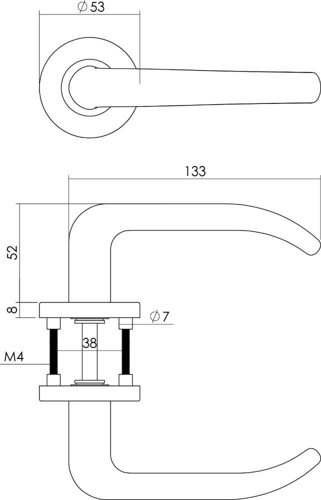 Door handle Sabel rosette with ridge stainless steel Intersteel 8714186131725