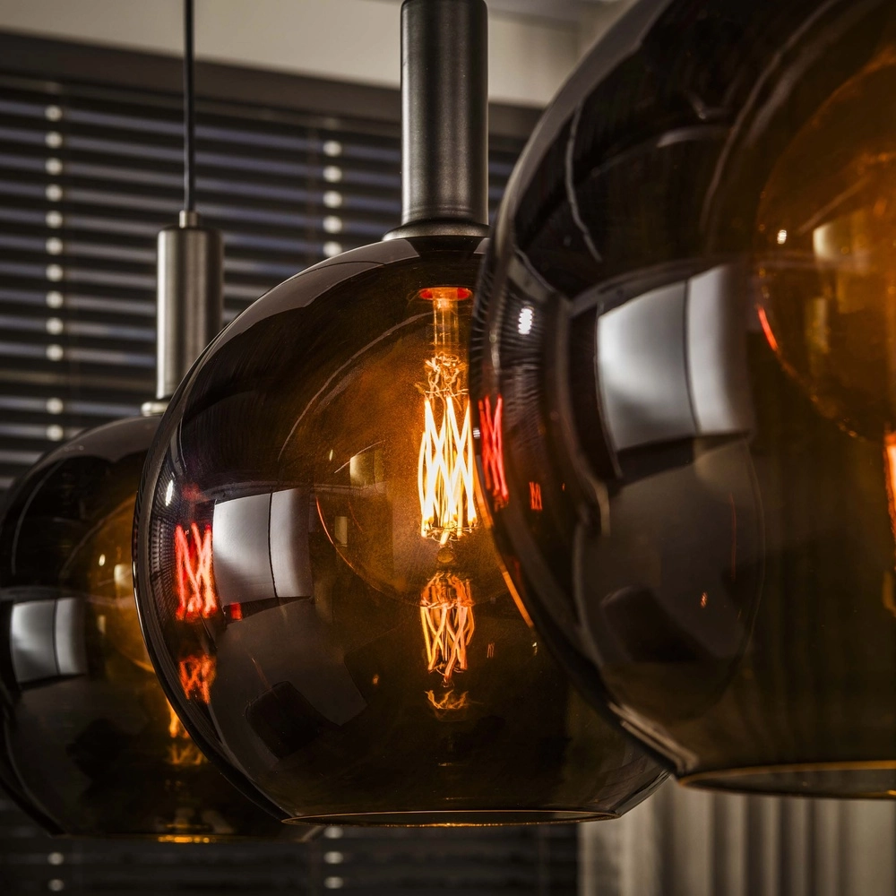 Glass pendant lamp Sfera 3x Ø 30cm - smoke glass Lyora 8716803512368