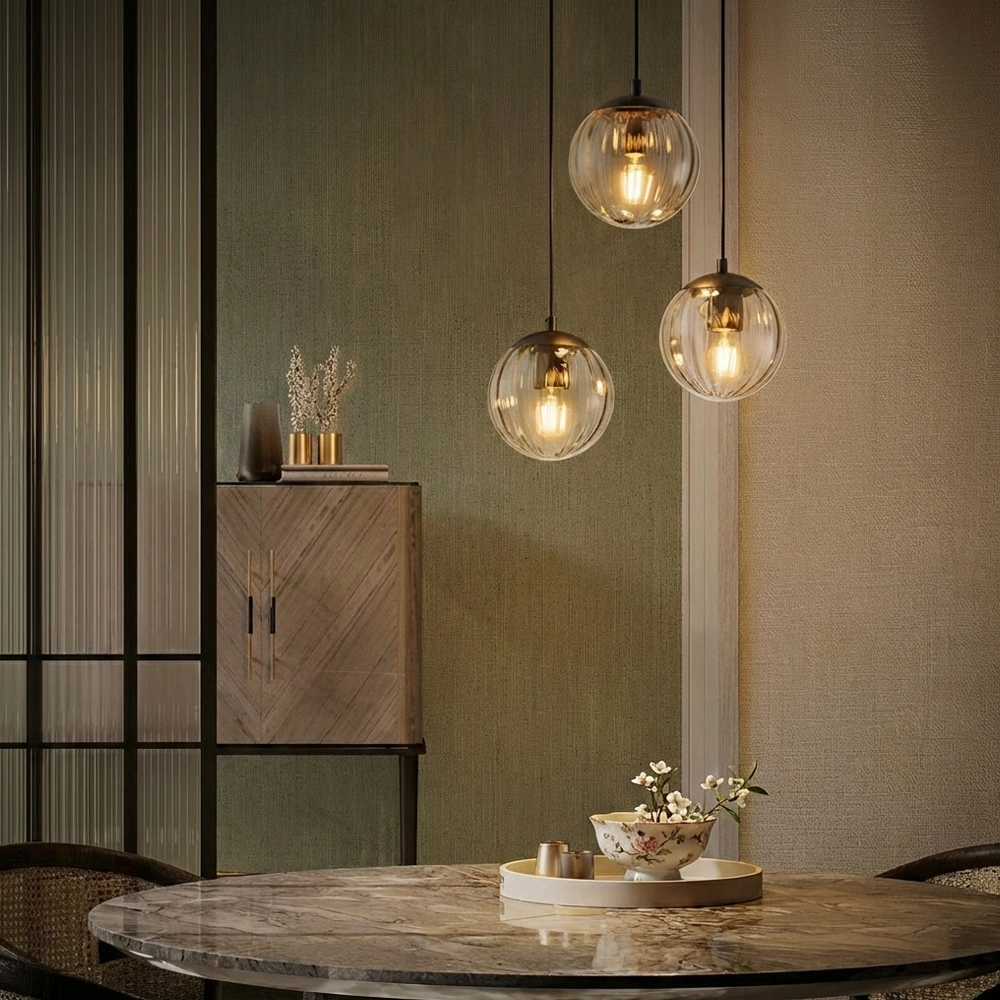 Pendant lamp Abbacus 3-light smoke glass