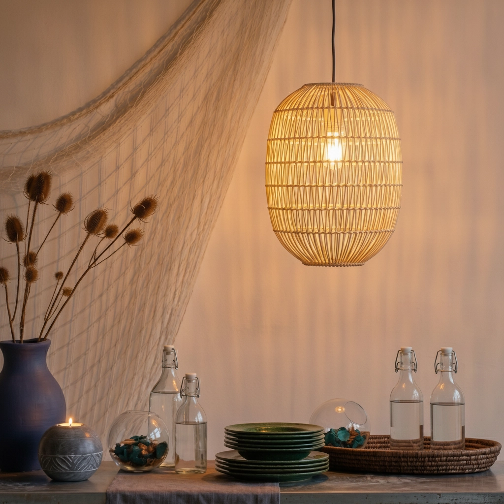 Rattan pendant lamp Melody Ø 30cm