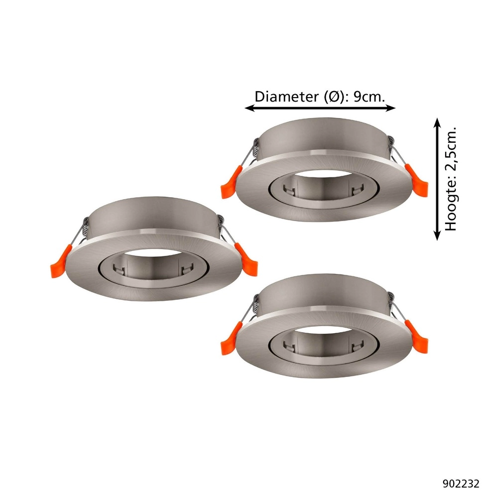 Set of 3 recessed spotlights Barranco nickel Ø 9cm Eglo 9008606359110