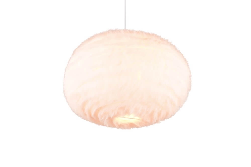 Fabric pendant lamp Furry cream Ø 50cm Trio 4017807600117
