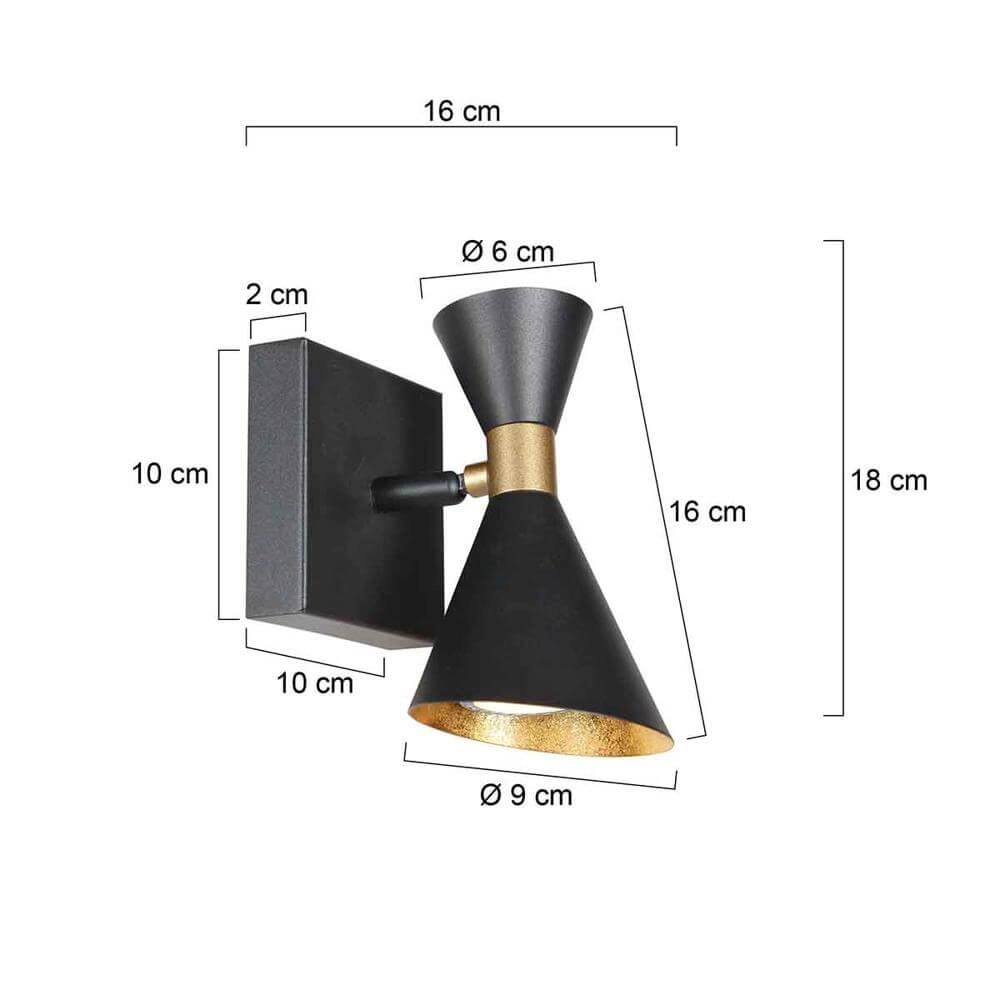 Design wall lamp Preto black with gold Steinhauer 8712746176285