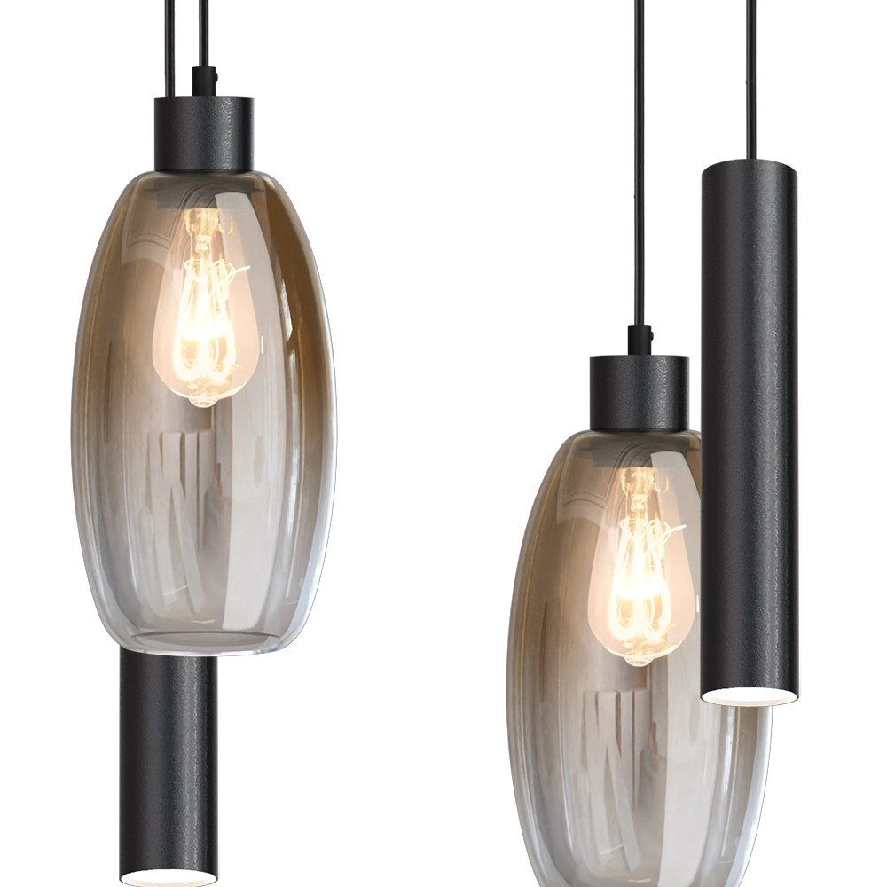 Glass pendant lamp Olive 4x Ø 15cm - 2x Run - black Masterlight 8718121393643