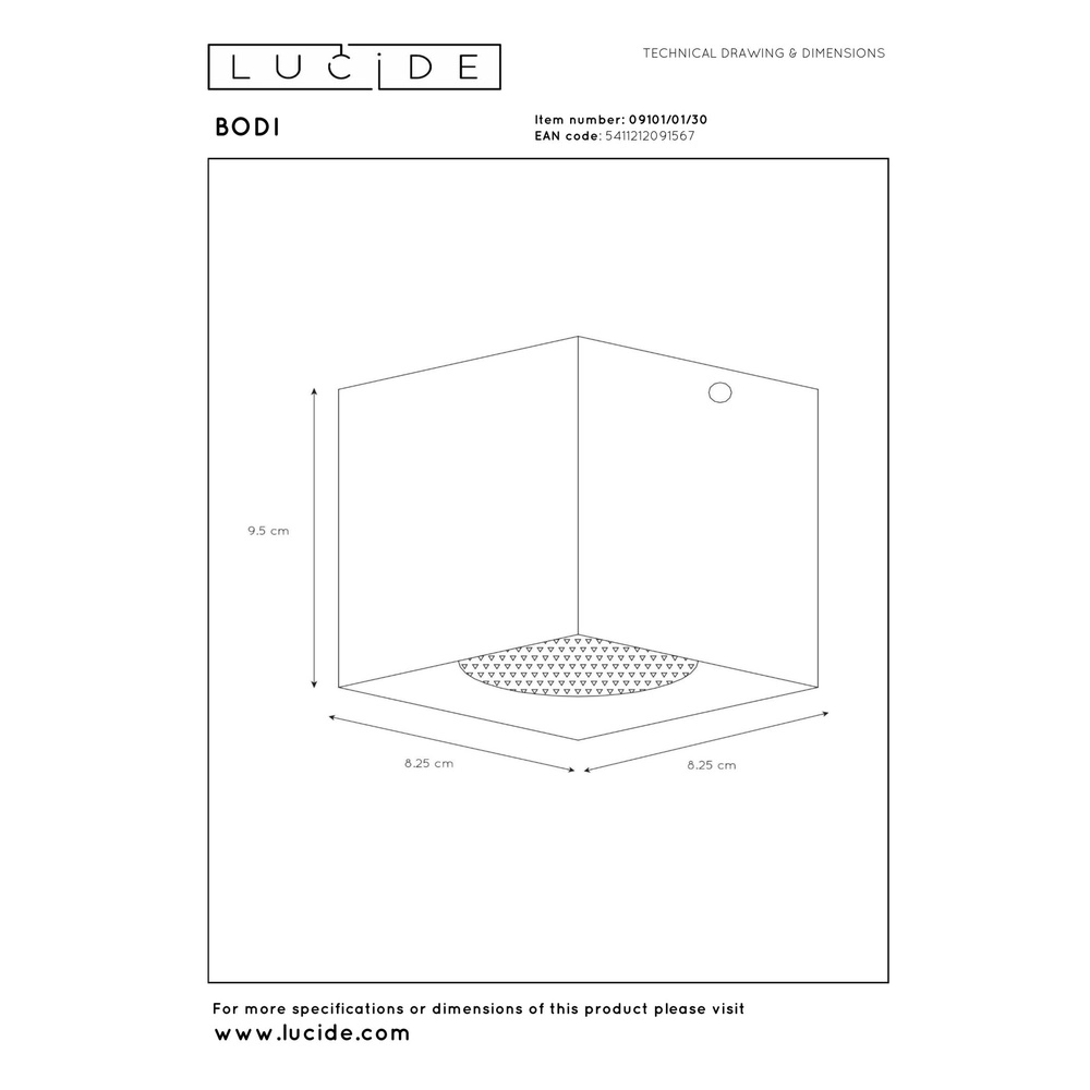 Ceiling spotlight Bodi Square Black Lucide 5411212091567