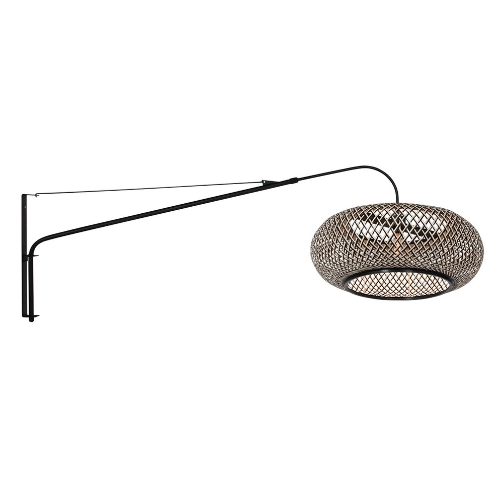 Wall lamp Elegant Classy with rattan and black hood