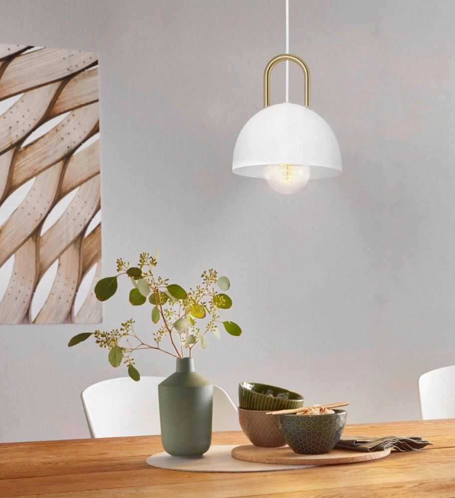 Hanging lamp Calmanera white with gold Eglo 9002759996956