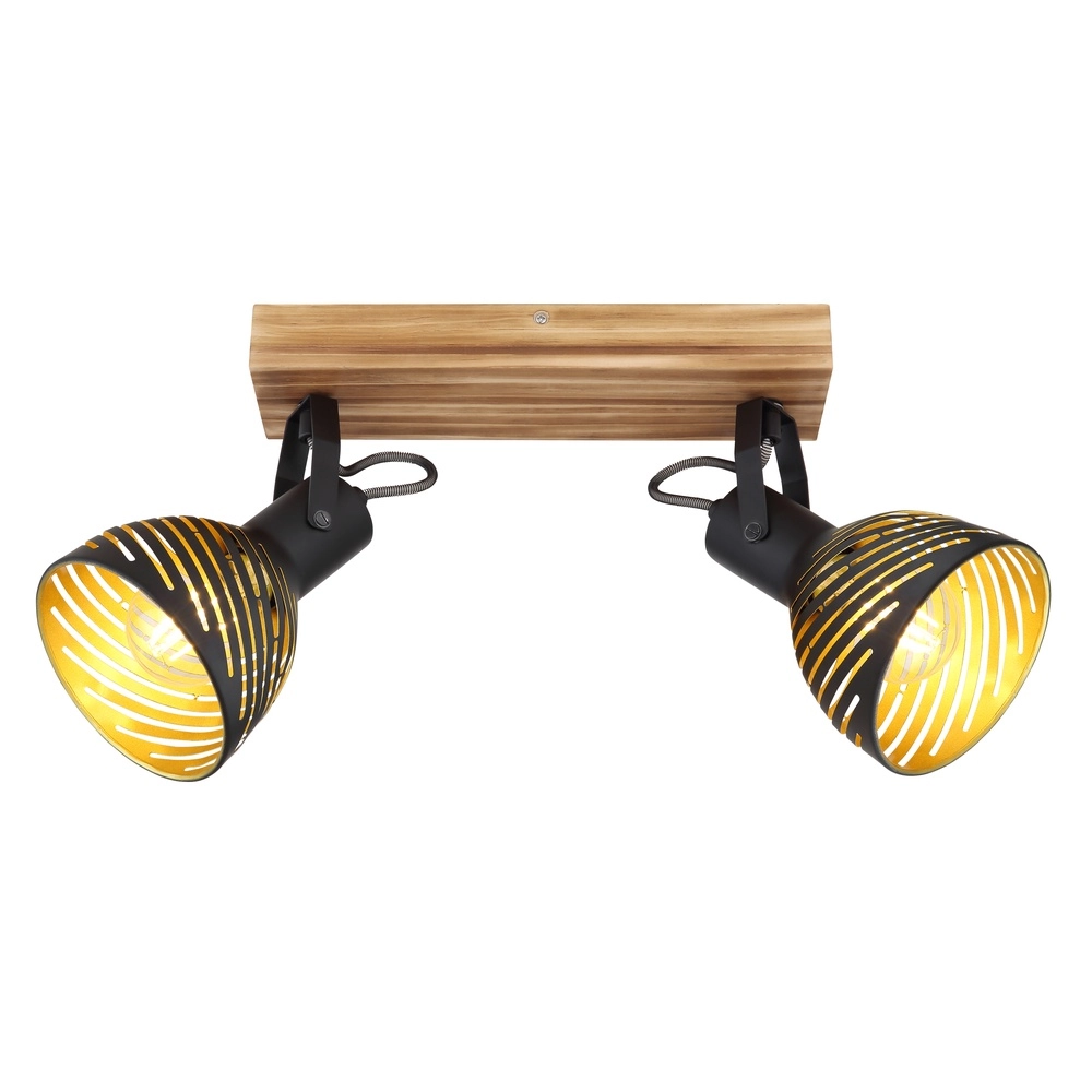 Ceiling lamp Lenna 2-light wood with black Globo 9007371422685