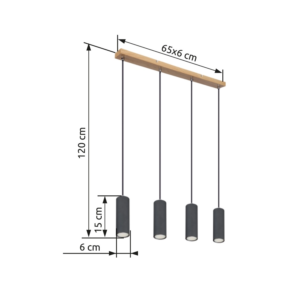 Pendant lamp Robby 4-light wood Globo 9007371433544