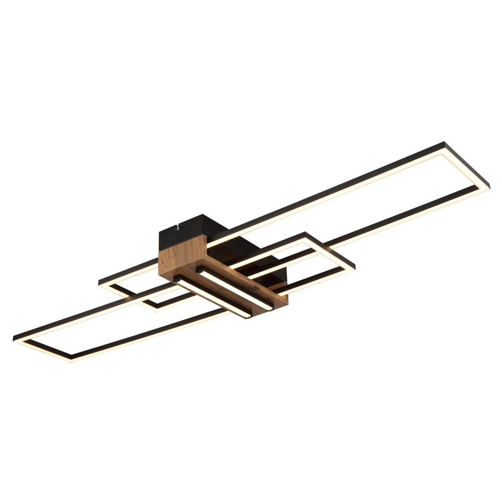 Modern ceiling lamp Dakari black with wood