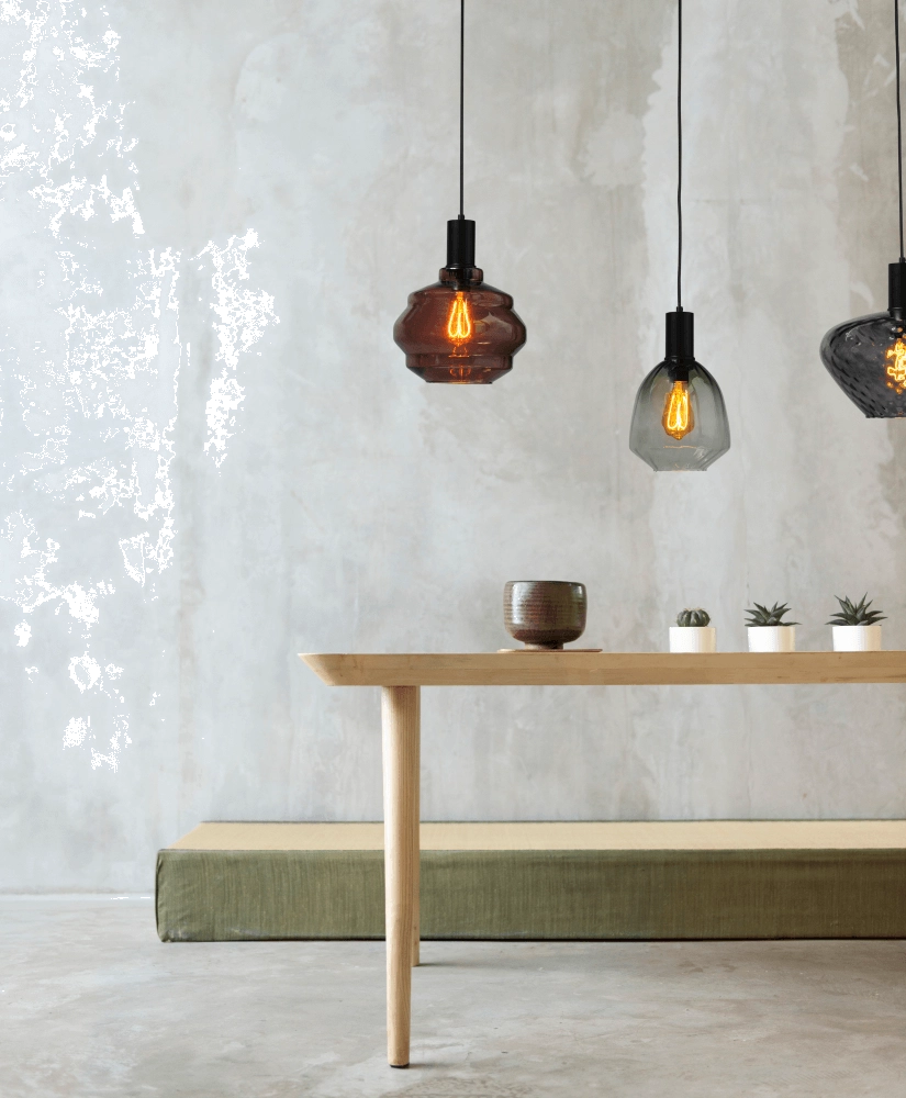 3-light hanging lamp - black - Porto with different glasses Masterlight 8718121270074