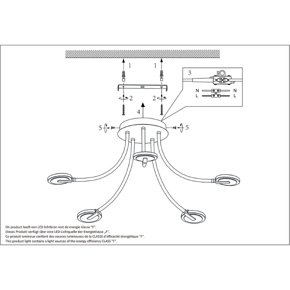 Flexible led ceiling light Turound black Steinhauer 8712746153200