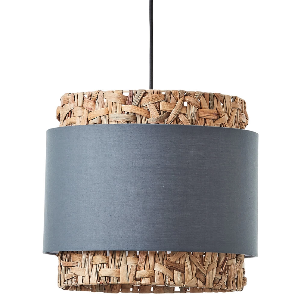 Pendant lamp Waterlilly Rattan with gray fabric