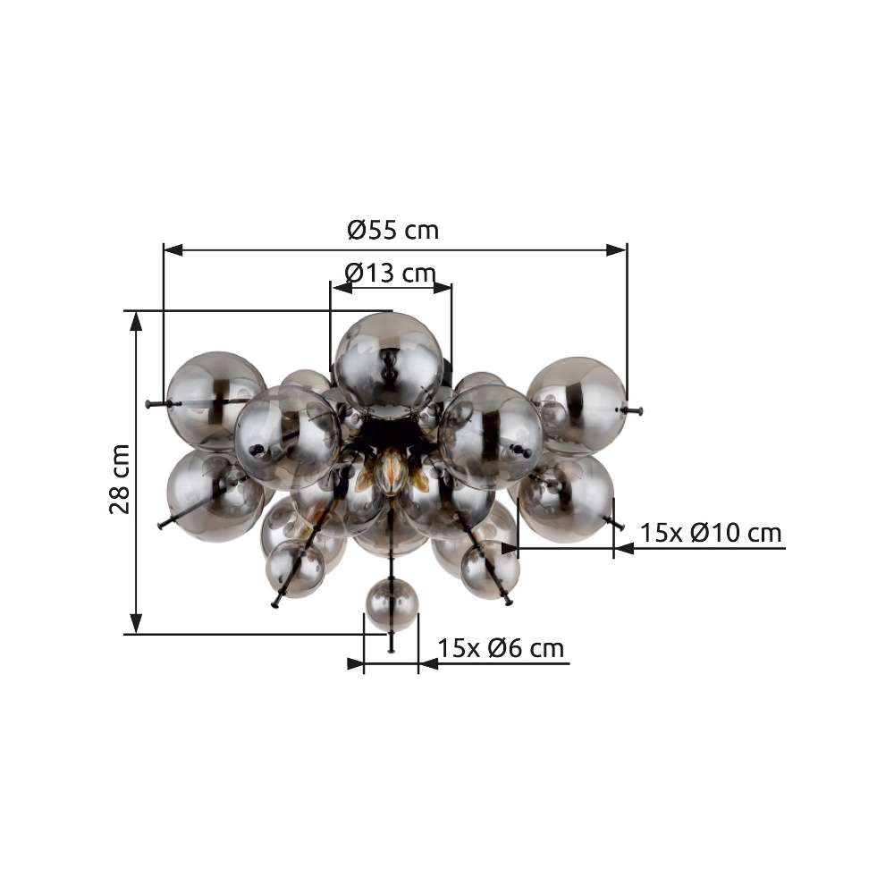 Unique ceiling lamp Udo smoke glass Globo 9007371449637