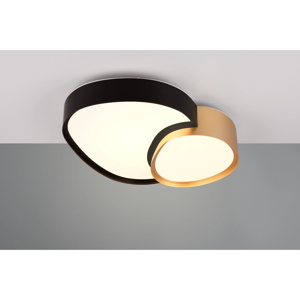 Organic ceiling light Rise 43.5cm black with gold Trio 4017807600599