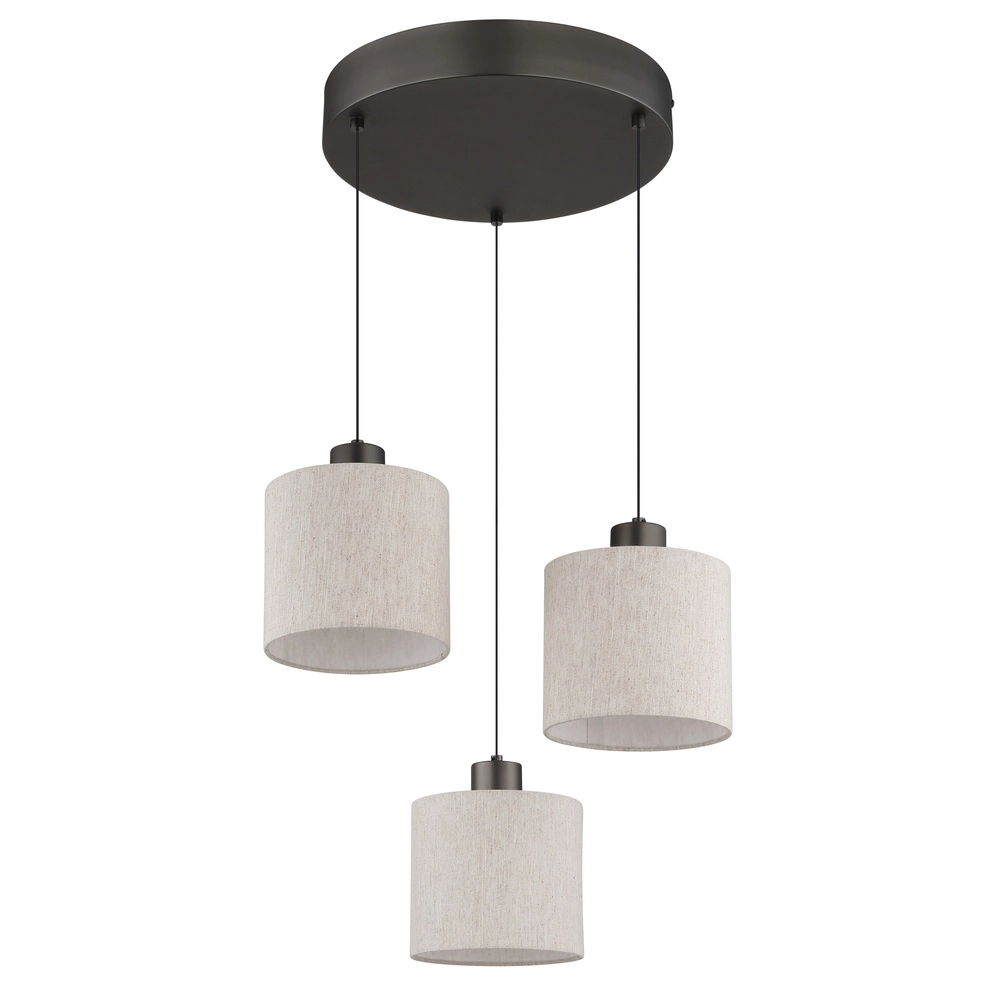 Gunmetal pendant lamp Thea 3-light round Globo 9007371586042