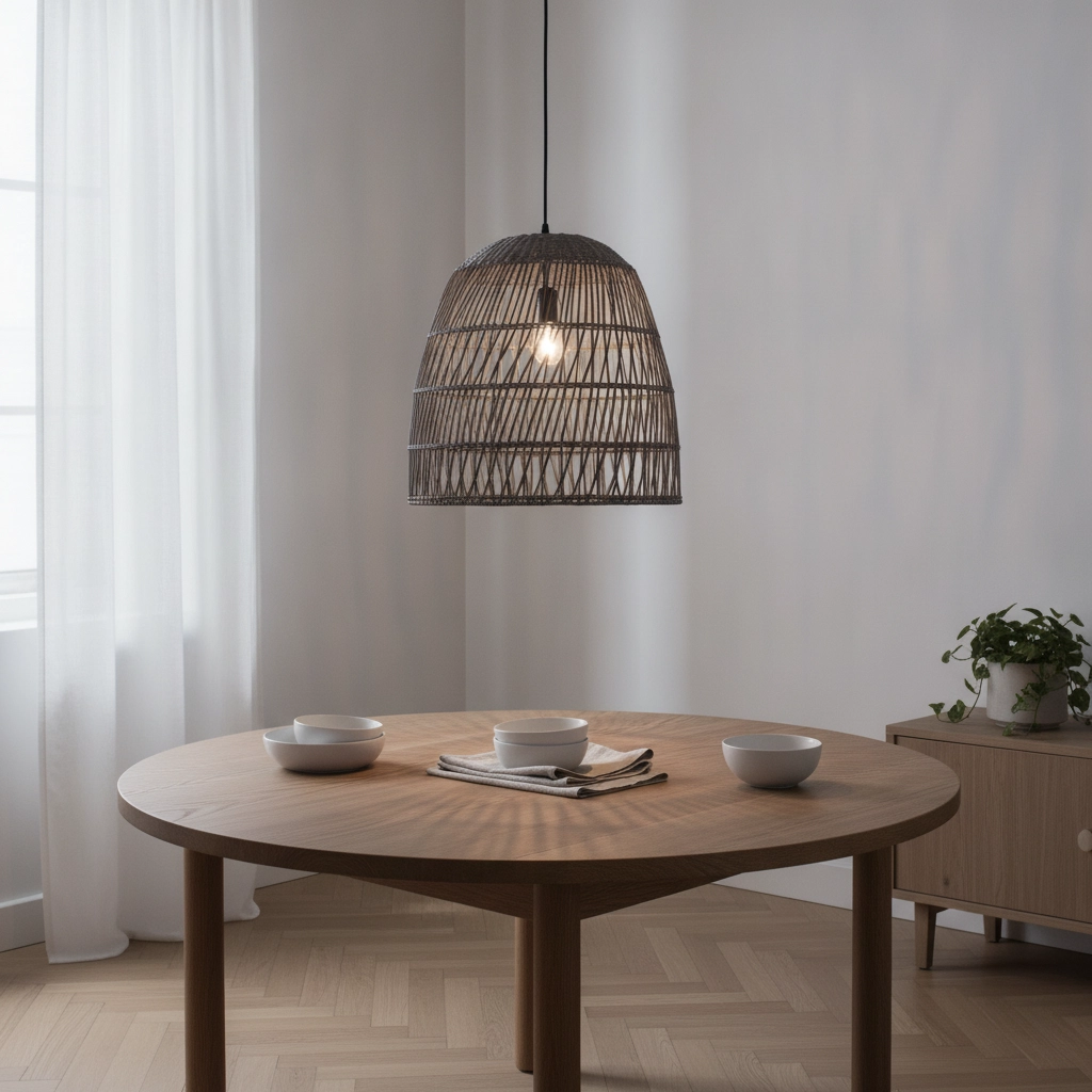 Grey pendant lamp Destin rattan Ø 46.5cm